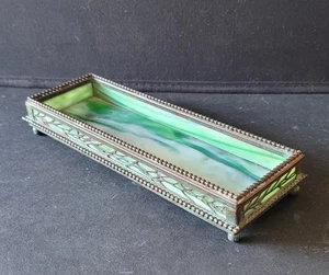 TIFFANY STUDIOS BRONCE PINO AGUJA VID BOLÍGRAFO BANDEJA (se necesitan reparaciones menores) - Imagen 1 de 11