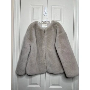 Zara Girls Faux Fur Coat Size 9 Gray Jacket  - Picture 1 of 7