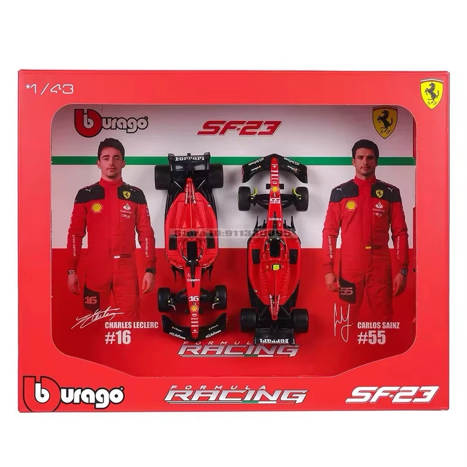 Quadro Burago Ferrari SF-23 Charles Leclerc Carlos Sainz Modellino Auto Formula1 - Immagine 1 di 1