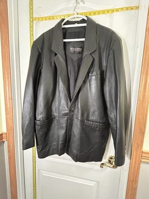 WILSON МУЖСКИЕ ВИНТАЖНОЕ ЧЕРНОЕ ПЛАТЬЕ КУРТКА РАЗМЕР L - Изображение 1 из 4