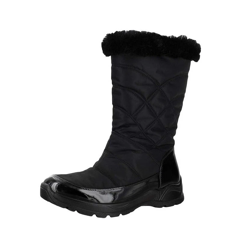 Botas Easy Street para mujer 9,5 W charol negro piel sintética forradas media pantorrilla nuevas en caja IP4 Foto 1 de 4
