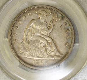 1866 S Half dollar 50c Seated Liberty NO MOTTO PCGS VF35 Very Fine - Picture 1 of 5