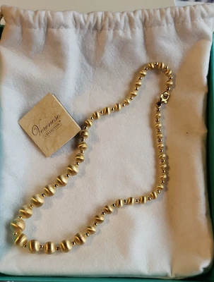 Collana VERONESE Argento Sterling 925 Oro Lavaggio Vermeil Perline Graduate 18 Pollici - Immagine 1 di 4