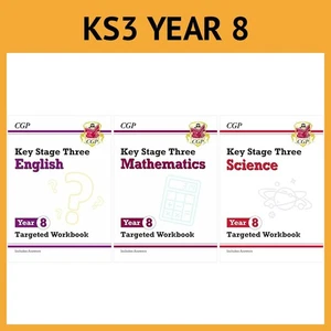 KS3 Year 8 English Maths Science Workbooks Ages 12-13 CGP with Answers NEW - Picture 1 of 12
