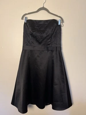 Vestido de Noche ABS Allen Schwartz Negro Sin Tirantes Cóctel Fiesta 12 Dinero Antiguo EE. UU. Foto 1 de 4