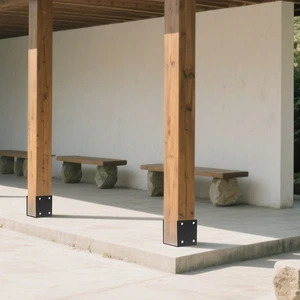 2-Pack U-Shaped Post Base for 7x7 Wood Posts, Heavy Duty Steel Fence/Deck Holder - Picture 1 of 19