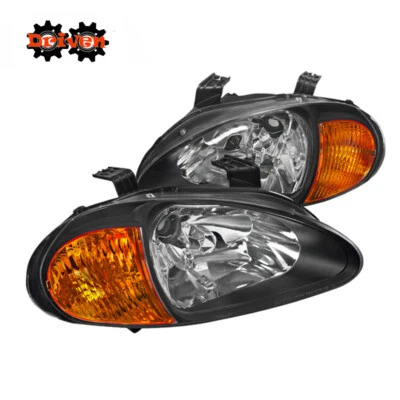 Faros transparentes negros de 1 pieza para Honda Del Sol 93-97 + reflector ámbar de esquina Foto 1 de 2