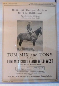 Tom Mix Billboard Circus Advertising page 1934 - Picture 1 of 2
