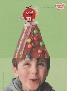 2002 Mars M&M's Chocolate Candy / Duncan Hines Cake - Party Hat - Print Ad Photo - Picture 1 of 1