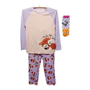 Wonder Nation Pajama Set w/Cozy Critter Socks-14/16 Plus Girls-Fox - Picture 1 of 7