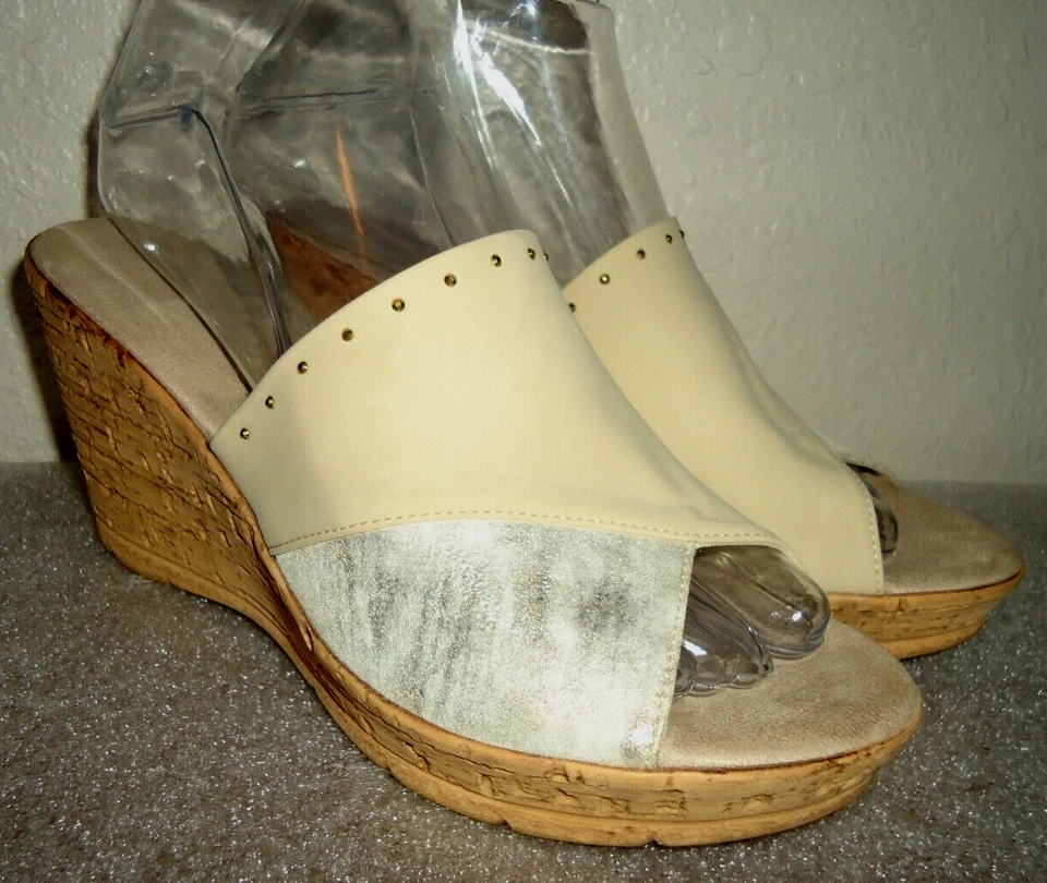 Sandalia de cuña de corcho elástico Eldorado beige para mujer #C Onex Christina tallas-7 Foto 1 de 4