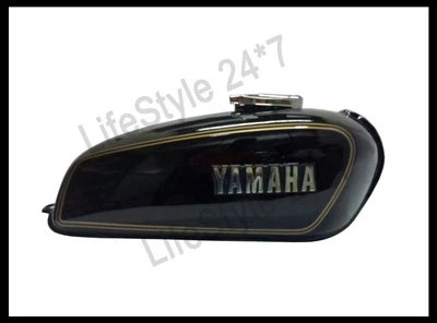 Yamaha RX100 RX125 Black Petrol Fuel Gas Tank With Chrome LID Cap & Tap Foto 1 de 4
