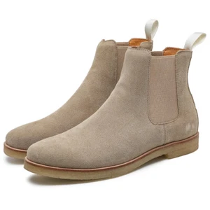 Mens Pull On Work Office Sport High Top Faux Suede Leather Chelsea Boots Shoes L - Picture 1 of 11