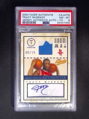 2004 Fleer Authentix Tracy Mcgrady Authentix Auto Patch /15 PSA 8 POP1 - Image 1 of 2