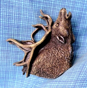 Sportsmans Bugling Bull Elk Belt Buckle Western Hunter Mountains Vtg 80s .GMP053 - Picture 1 of 10