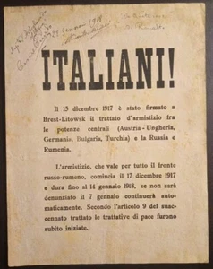 1917 manifesto trattato d'armistizio di Brest-Litowsk per il fronte Russo-Rumeno - Imagen 1 de 2