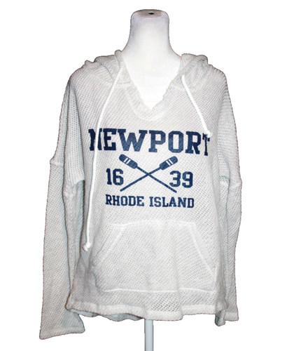 OFF WHITE Felpa con cappuccio Trade Heritage abbigliamento lavorato a maglia Newport Rhode Island donna taglia small