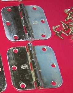 Lote de 2 BISAGRAS - 3,5" x 3,5" - Esquinas curvas - con tornillos - ICM - ¡EN MUY BUEN ESTADO! - Imagen 1 de 2