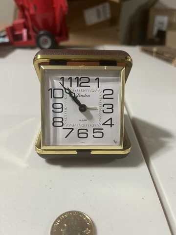 Vintage Linden Travel Alarm Clock Korea Brown Case GLOWS Works! Tested! Cover