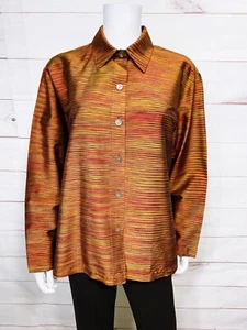 Nexx Womens Blouse Size XL Orange Button Up Long Sleeve 100% Silk Top - Picture 1 of 6