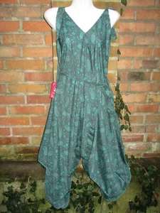 Jumpsuit Freizeit Overall Sommerhose blau petrol weit Strand Seide Irregulär - Bild 1 von 3
