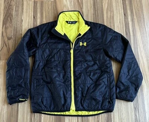 Under Armour Black & Neon Yellow Infrared Zip Front Jacket Boys Sz YMD - Picture 1 of 5