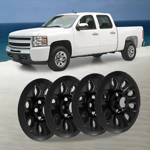 Set of 4 For Chevy Silverado 1500 Black 17" Wheel Skins Hub Caps Full Rim Covers - Picture 1 of 19