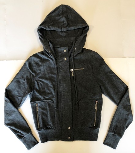 VETEMENTS Felpa con cappuccio XXI grigio antracite cotone poliestere zip davanti piccola bottoni a pressione tasche zip