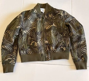 Uniqlo Carine Roitfeld Limited Edition Olive Green Palm Leaf Print Bomber Jacket - Picture 1 of 9