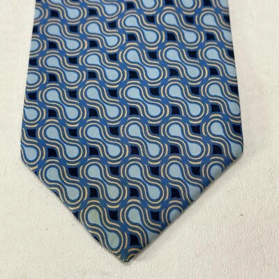 Structure Tie Mens 58 in Silk Blue Tones Diagonal Infinity Wide - Image 1 of 4