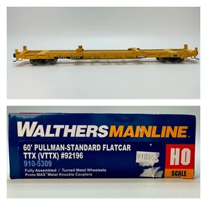 HO Walthers 910-5309 60' Pullman Standard Flatcar TTX VTTX 92196 - Picture 1 of 12