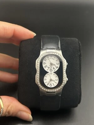Philip Stein Teslar Steel Diamond Two Time Zone Wrist Watch - Image 1 of 4
