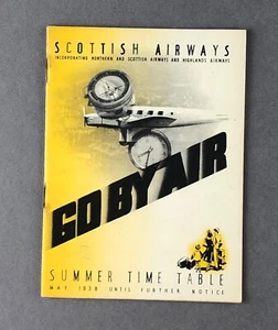 SCOTTISH AIRWAYS AIRLINE TIMETABLE MAY 1938 ROUTE MAP - Picture 1 of 6