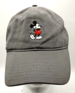 Disney Adult Mickey Mouse Adjustable Metal Buckle Hat Gray Cotton Baseball Cap - Picture 1 of 8