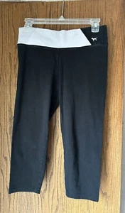 S/P Black Victoria's Secret PINK Cropped Yoga Pants Waistband Pocket - Picture 1 of 4
