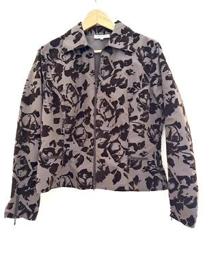 Blazer ANNE FONTAINE Marrón Estampado Floral Cuello Ligero Cierre con Cremallera Talla 4 Foto 1 de 4