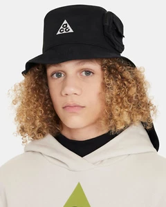 Nike ACG Apex Kids Black Bucket Hat Back Panel Bill Side Pocket FQ6798 010 NWT - Picture 1 of 9