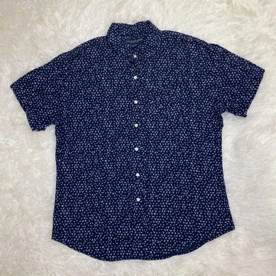 U.S. Polo Association Button Down Navy Blue Woven Geometric Short Sleeve XL Foto 1 de 4