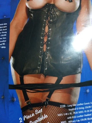 Кожаный корсет Xtc с длинной леской размер XL - Изображение 1 из 4