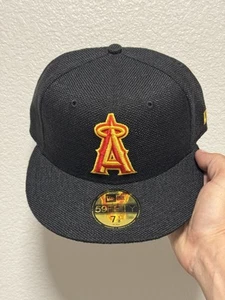 Los Angeles Angels 59Fifty Black Hemp Fitted Hat Size 7 1/8 - Picture 1 of 2