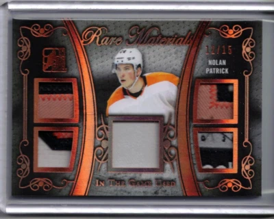 NOLAN PATRICK 17/18 In The Game-Used Rare Materials Fight Strap Patch Tag #12/15 - Image 1 of 2