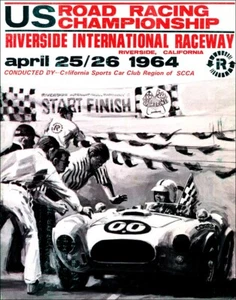1964 Riverside Raceway USRRC Road Racing Poster Print - Shelby Cobra Featured - Picture 1 of 2