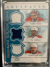 2012-13 Artifacts Tundra Trios Jerseys Blue #TT3PPS Carey Price/P.K. Subban/Toma