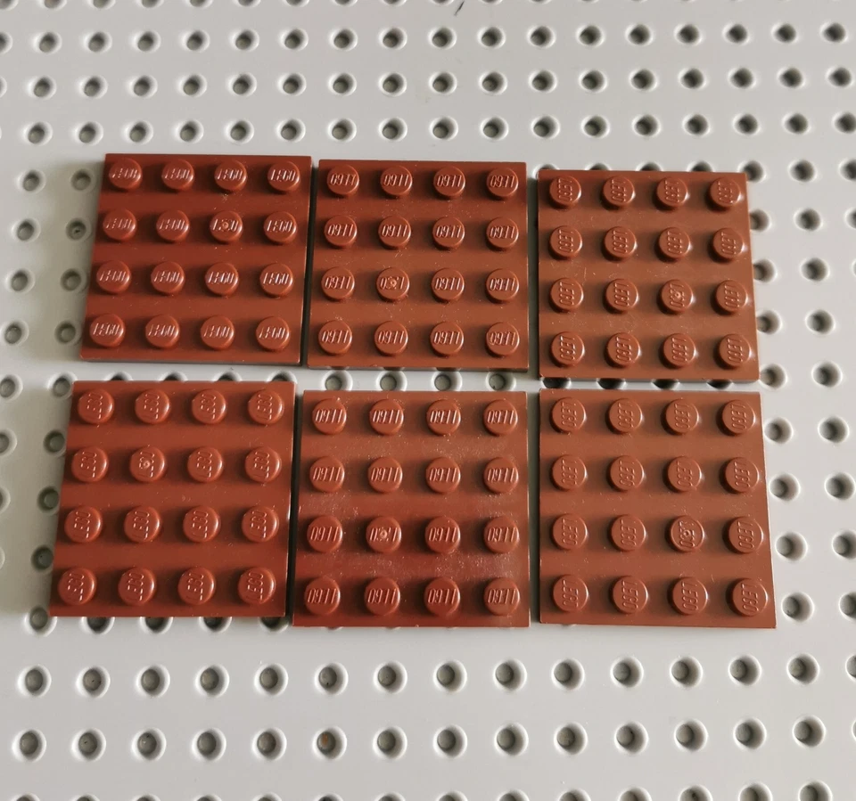 LEGO Platte Bauplatte Basisplatte flach 6 stk rotbraun 4x4 reddish Plate 3031 R2 - Bild 1 von 1