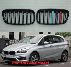 Front Grille M-TECH + ///M Color Glossy Black For '14-'17 BMW F45/F46 2 Series  - Picture 1 of 2