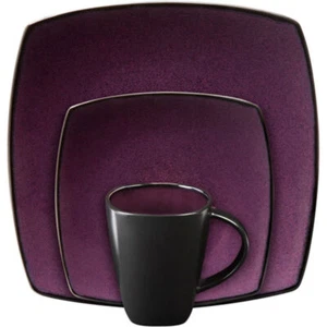 Gibson Soho Lounge Square 16-piece dinnerware set Purple - Picture 1 of 1