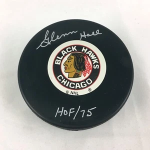 Glenn Hall Chicago Blackhawks Signed Autographed HOF 75 Hockey Puck Beckett COA - Picture 1 of 1