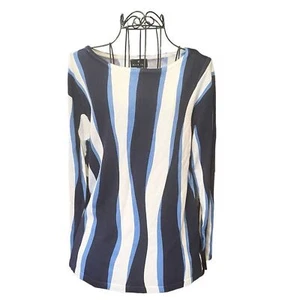 MARBLE Blue Abstract Viscose Crewneck Lightweight Sweater Women's Size XS - Picture 1 of 5