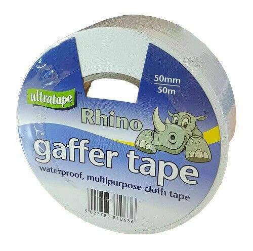 2x WHITE GAFFER DUCT TAPE - RHINO ULTRATAPE 50mm X 50m Waterproof Multi Purpose