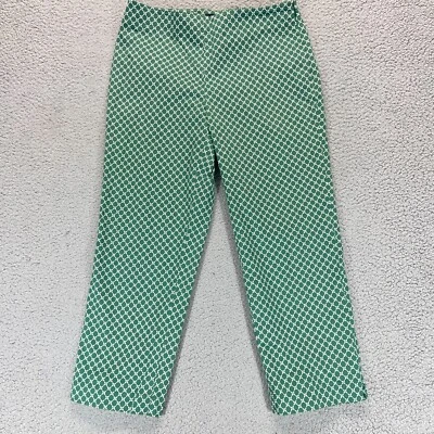 Talbots Petites Gingham Trousers Classic Side Zip 28 High Rise Green Geometric - Image 1 of 4